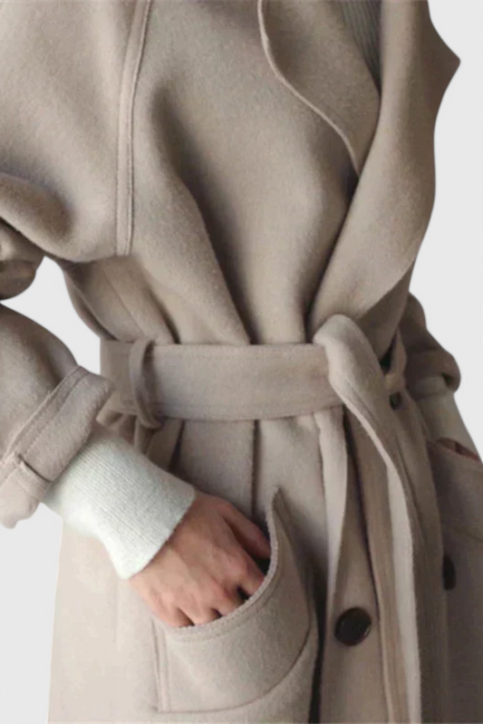 | ABRIGO LARGO DE MEZCLA DE LANA