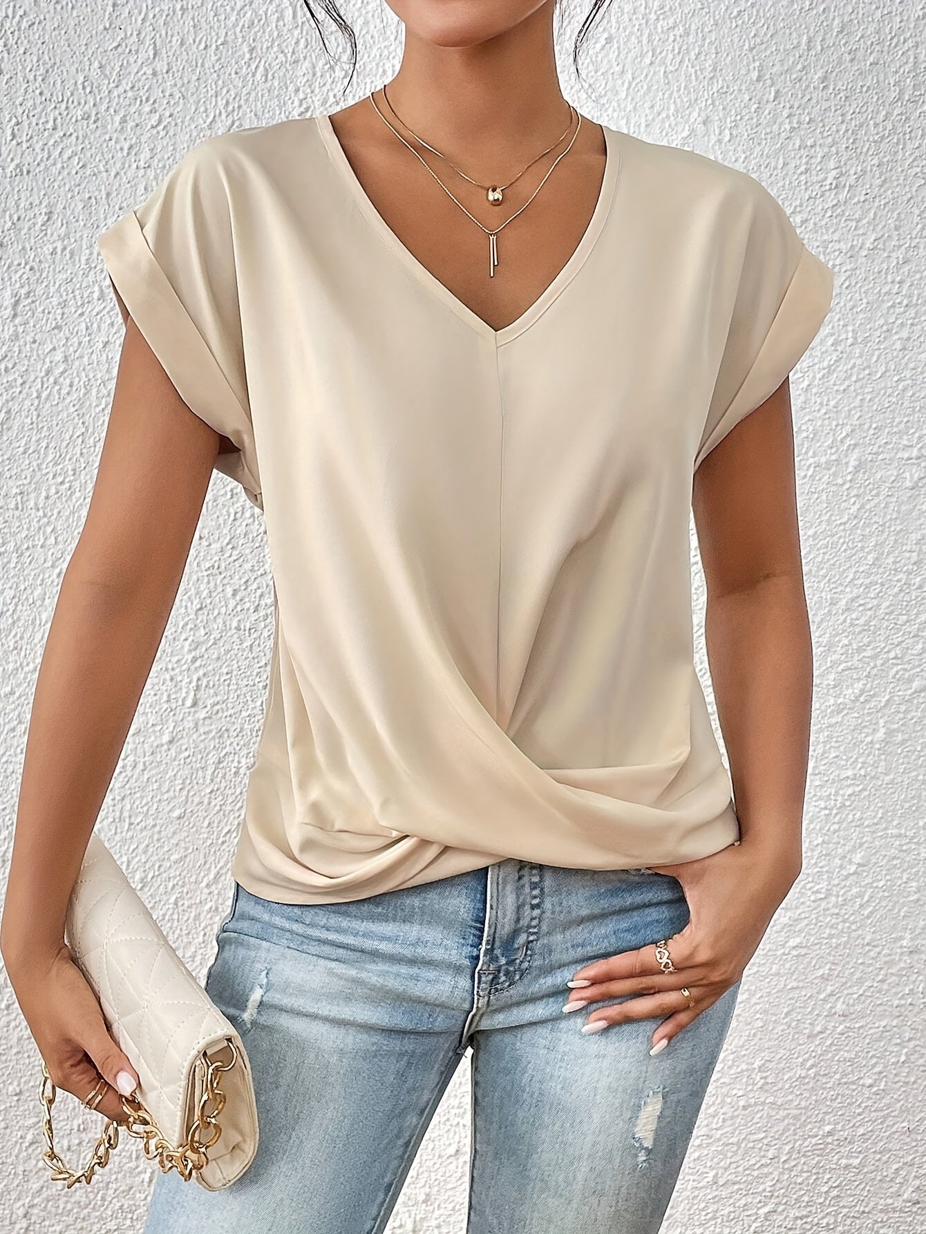 Camiseta casual con cuello en V suave