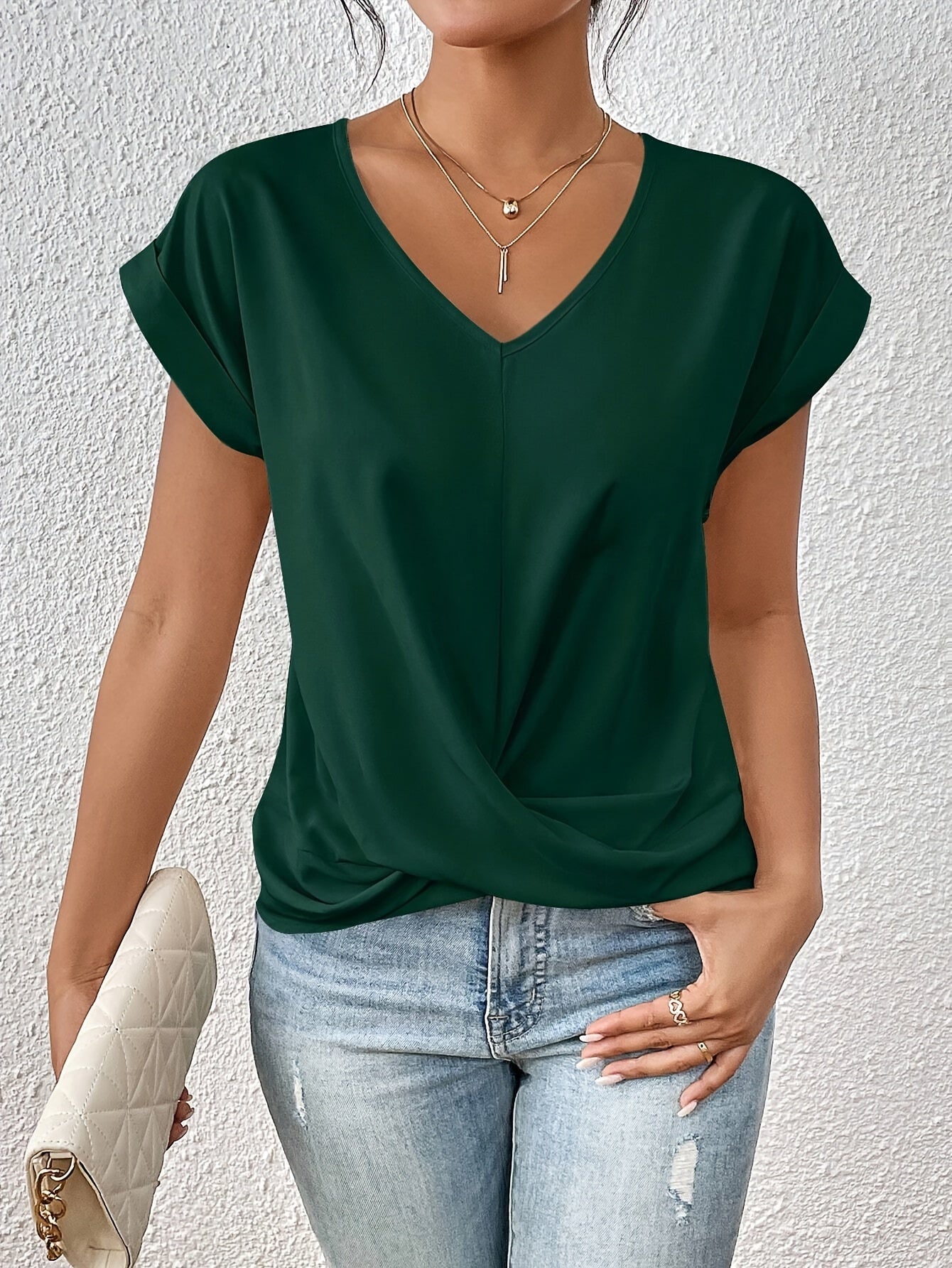 Camiseta casual con cuello en V suave