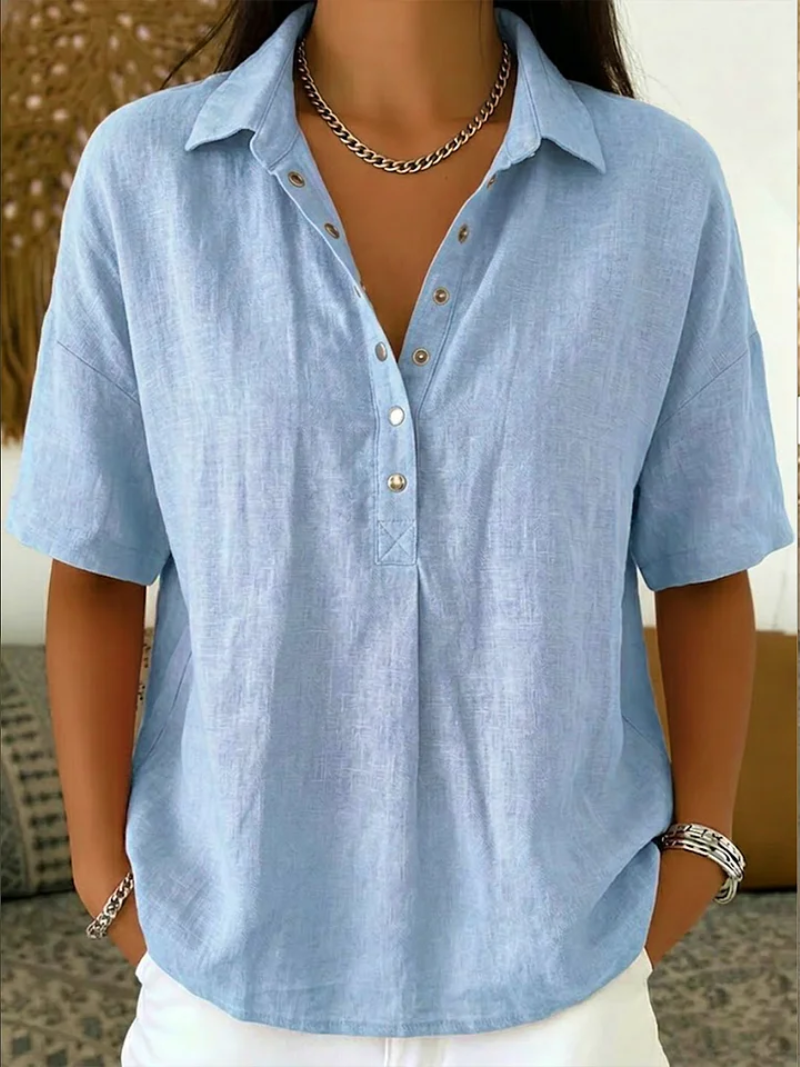 Blusa con cuello y botones (OFERTA LIMITADA: ¡1 + 1 GRATIS!)