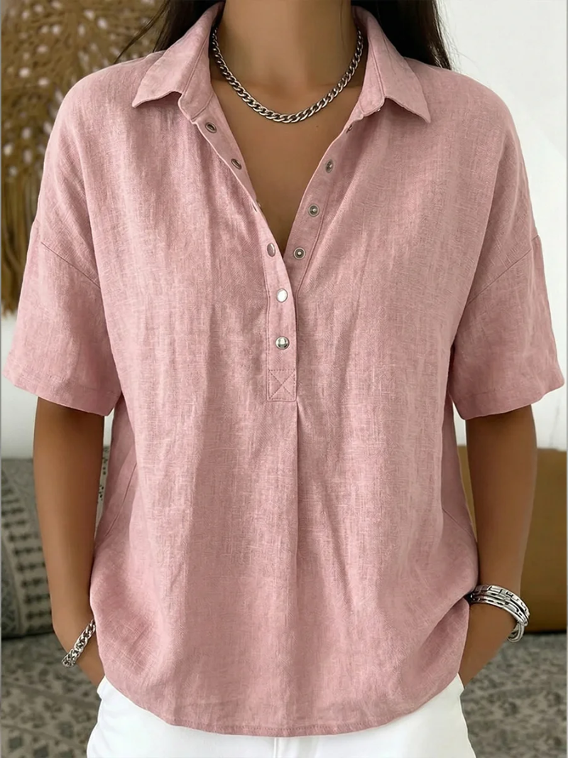 Blusa con cuello y botones (OFERTA LIMITADA: ¡1 + 1 GRATIS!)