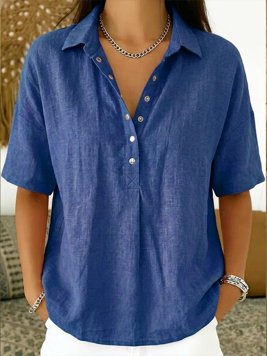 Blusa con cuello y botones (OFERTA LIMITADA: ¡1 + 1 GRATIS!)