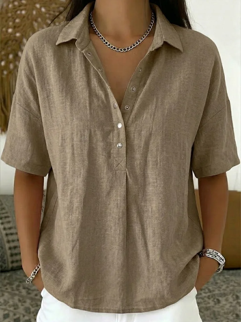 Blusa con cuello y botones (OFERTA LIMITADA: ¡1 + 1 GRATIS!)