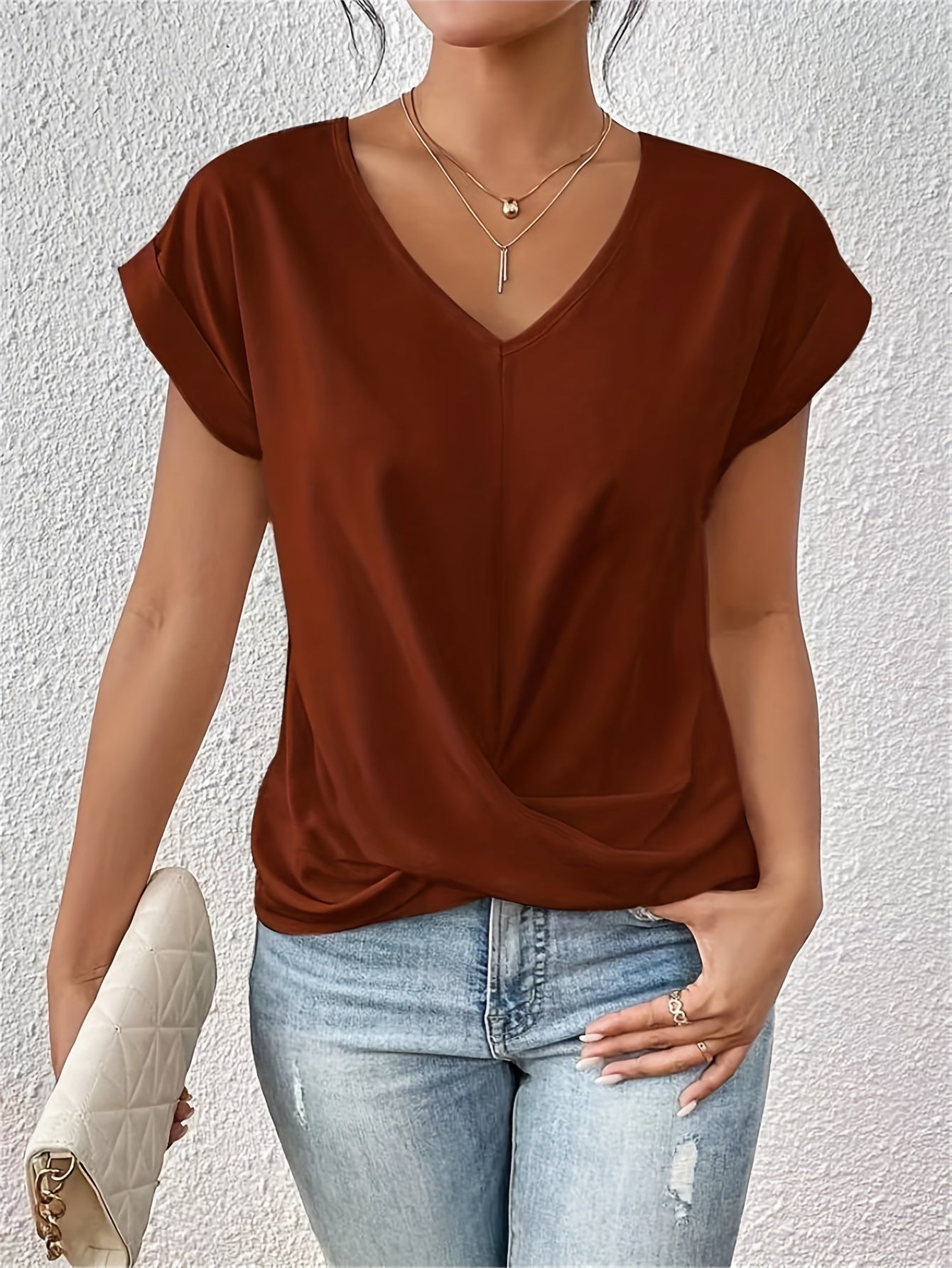 Camiseta casual con cuello en V suave