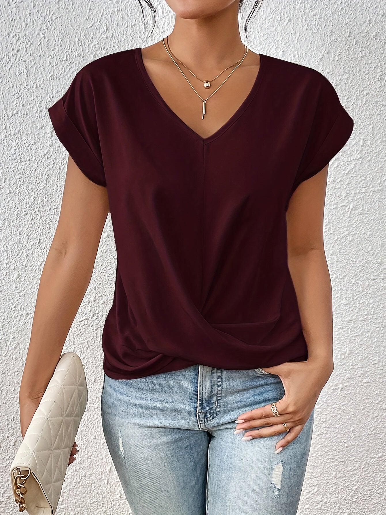 Camiseta casual con cuello en V suave