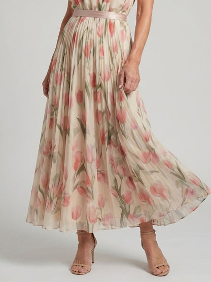 Vestido midi con escote halter floral