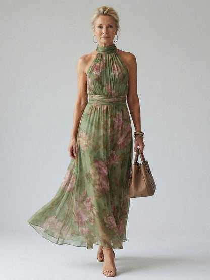 Vestido midi con cuello halter