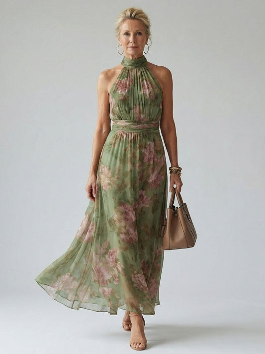 Vestido midi con cuello halter