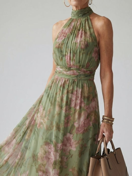 Vestido midi con cuello halter