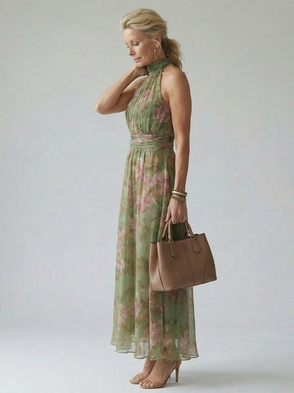 Vestido midi con cuello halter
