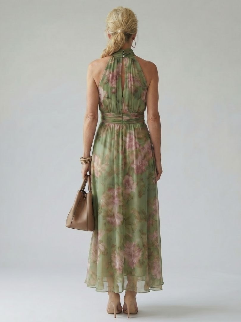 Vestido midi con cuello halter