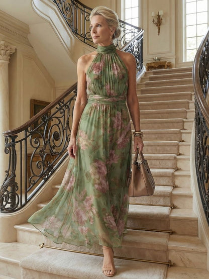 Vestido midi con cuello halter