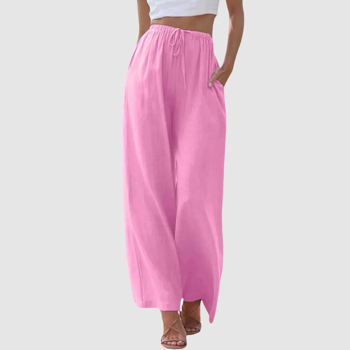Pantalón cómodo de pierna ancha y cintura alta