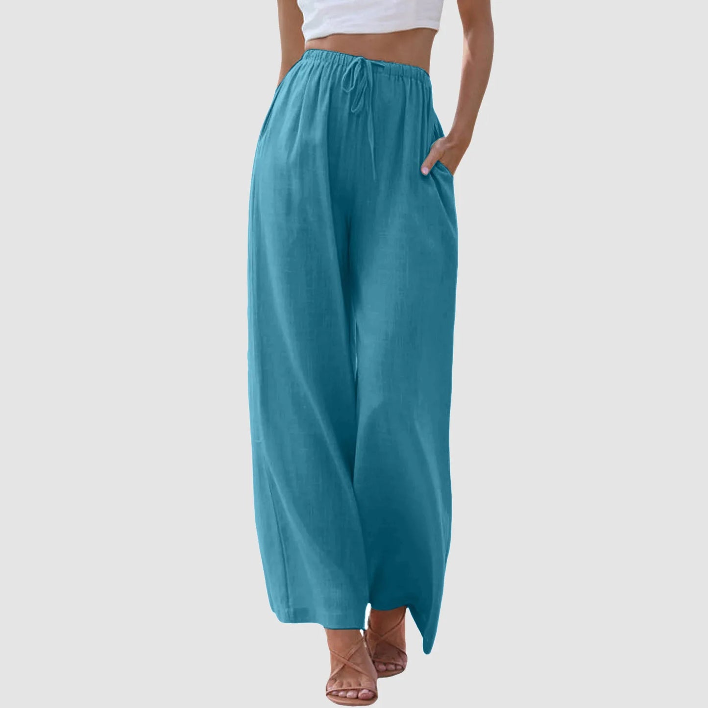 Pantalón cómodo de pierna ancha y cintura alta