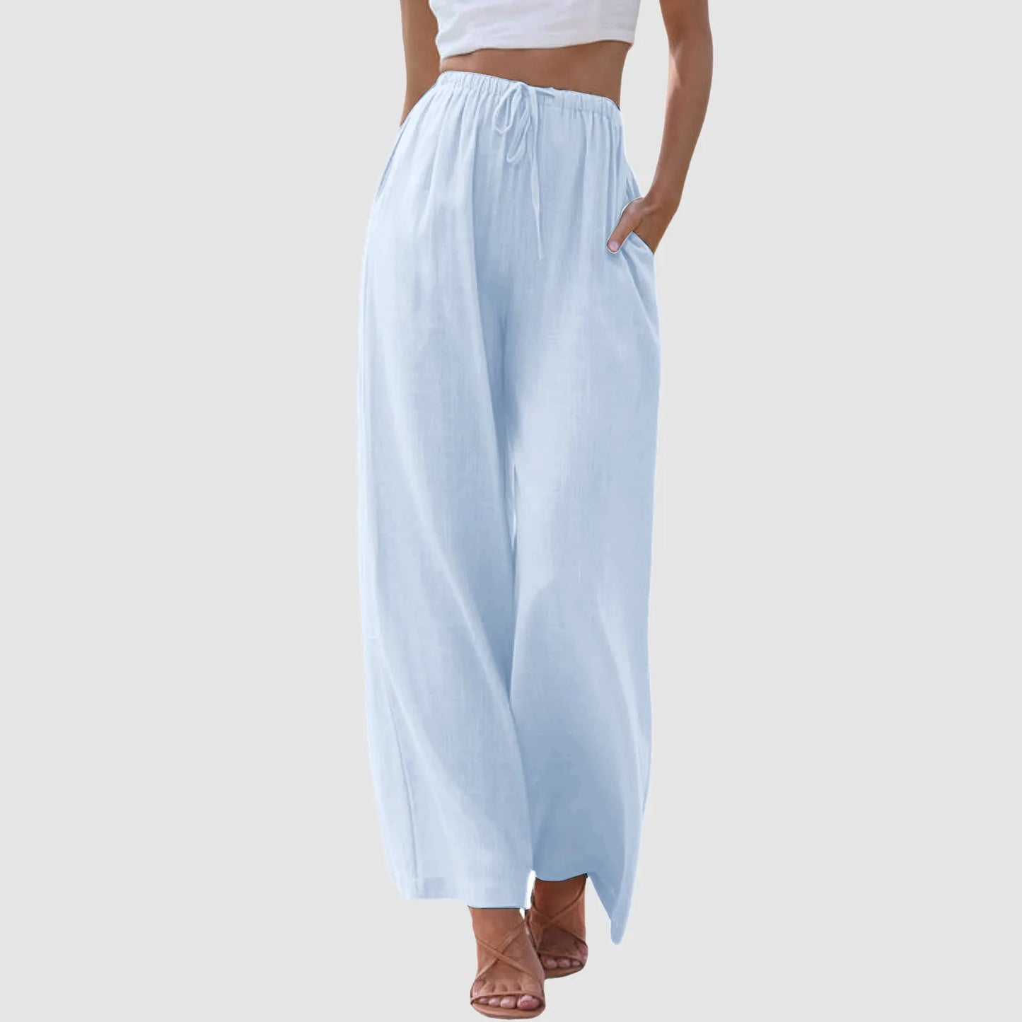 Pantalón cómodo de pierna ancha y cintura alta