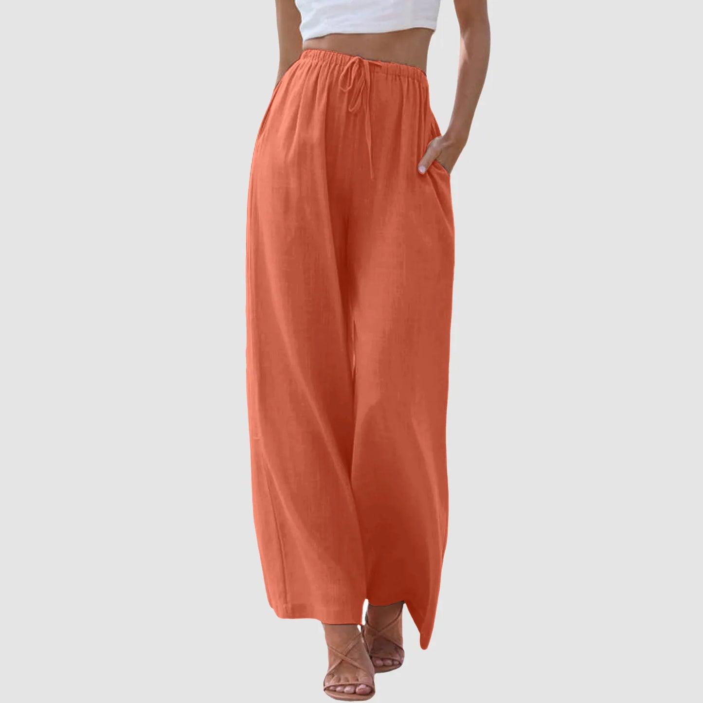 Pantalón cómodo de pierna ancha y cintura alta