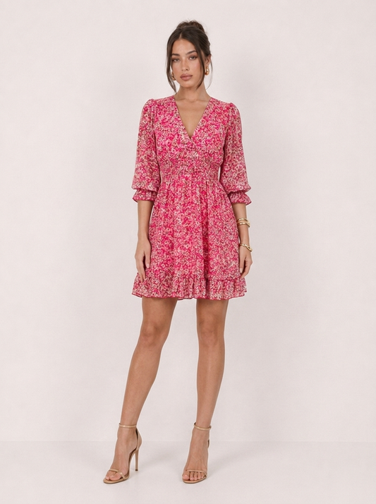 Vestidos florales con mangas abullonadas para mujeres