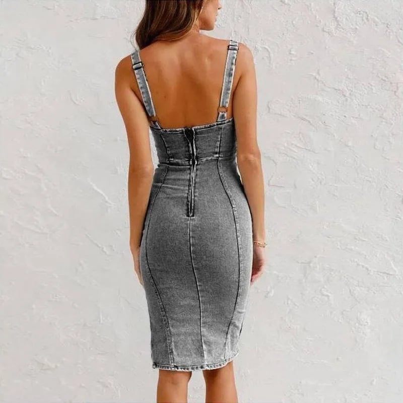 Vestido Camisola Ajustado de Denim