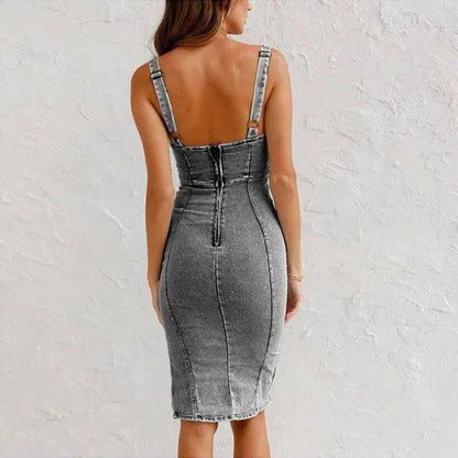 Vestido Camisola Ajustado de Denim